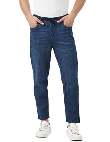 INKD Men's Stretchable Jogger Jeans (Super Sapphire, 28)