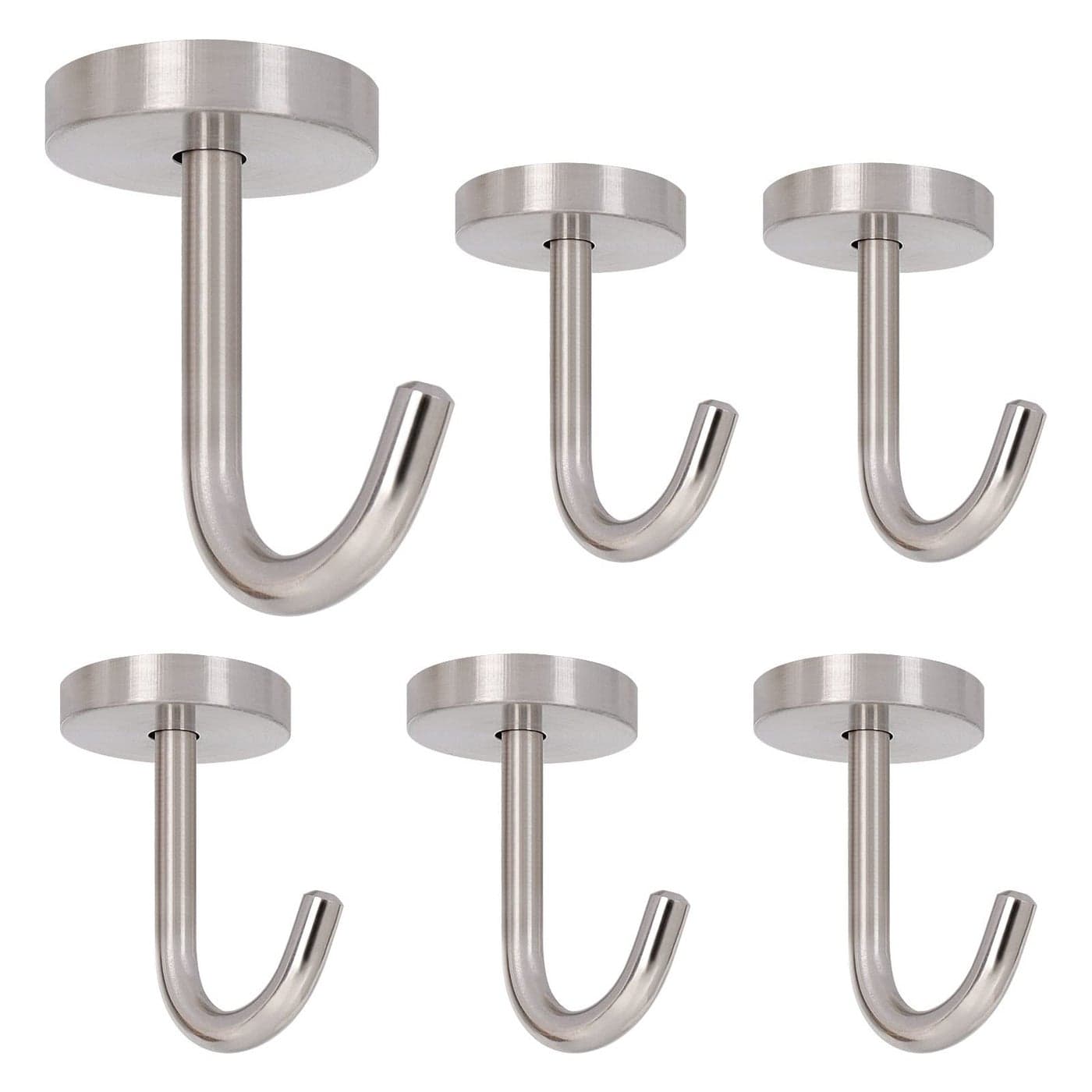NearMoon Coat Hooks Wall Mount Hooks for Hanging Hat Hurse Robe 304 Stainless Steel Heavy Duty Towel Hangers for Bathroom Livingroom KitchenCeiling Hook 6 Pack 2 Inch Brushed Nickel