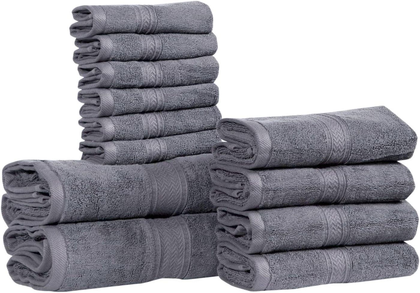 Hillfair 12Piece 600 GSM Cotton Bath Towel Set Hotel Spa Towels 2 Bath 4 Hand 6 Washcloths Absorbent Super Soft Teal