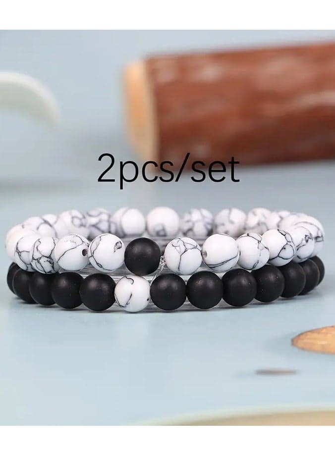 Fashion Natural Bead Elastic Bracelet, Girth 19cm