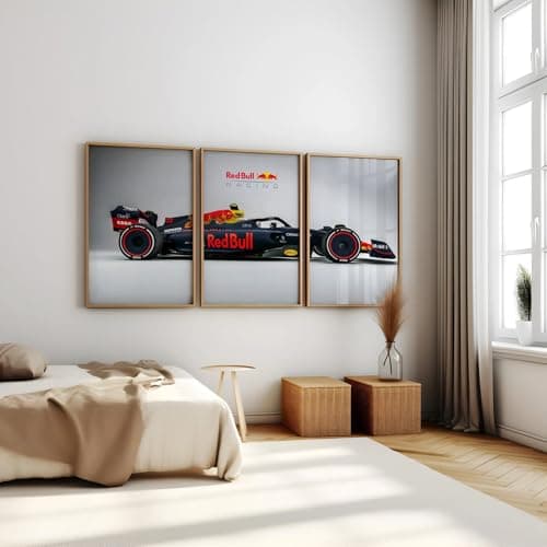 Gamya Big Formula 1 F1 Cars Framed Aesthetic Posters For Wall Decoration, Bedroom, Living Room, Gift Item For Boys | Set of 3 (13x19 Inches) (Red Bull Racing)