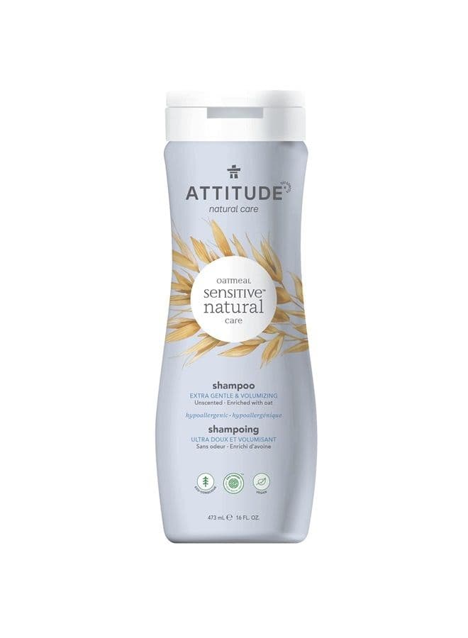 Extra Gentle and Volumizing Shampoo for Sensitive Skin Enriched with Oat, EWG Verified, Hypoallergenic, Vegan and Cruelty-free, Unscented, 16 Fl Oz