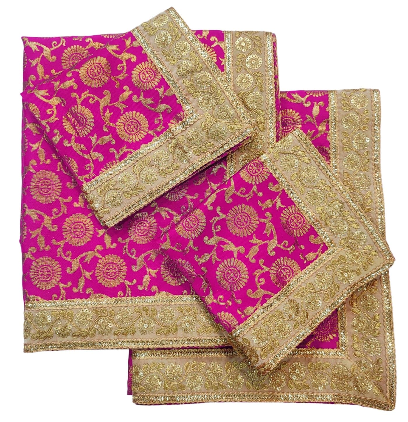 Navti Creations Rumala Sahib Pink (Raani) (Double Set) in Brocade Silk Fabric with Beautiful Golden Border (4 Piece)