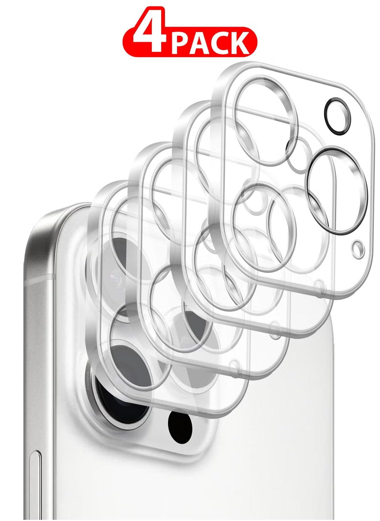4-Pack iPhone 16 Pro Camera Lens Protector – Ultra HD Tempered Glass, 9H Hardness, Anti-Scratch, Case-Friendly, Easy Installation Clear Lens Cover