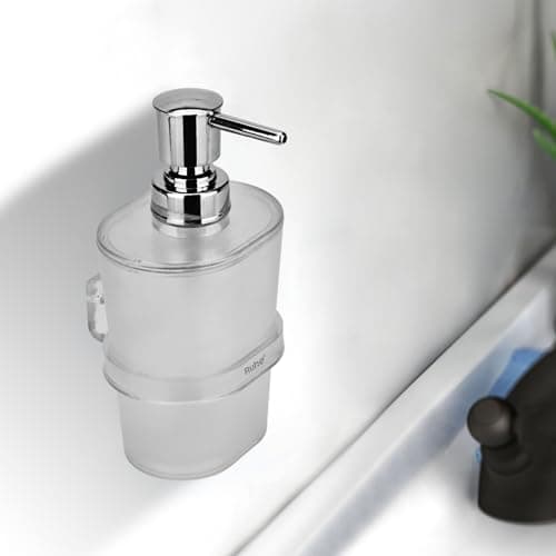 Ruhe® Liquid Soap Dispenser | ABS Wall Mounted Round Liquid Soap Dispenser with Pump | Shampoo/Conditioner/Shower Gel Dispenser | Pack of 1 Clear
