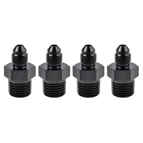 EVIL ENERGY 4AN Male Flare to 1/4" NPT Pipe Fitting Adapter Aluminum Straight Black 4PCS