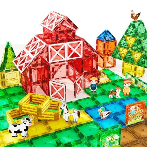 Magnetic Tiles Farm Animals Set Immersive Storytelling Building Blocks for Toddlers 35 3D Farm House STEM Toys with UVPrinted Realistic Animals Compatible with All Major Brands