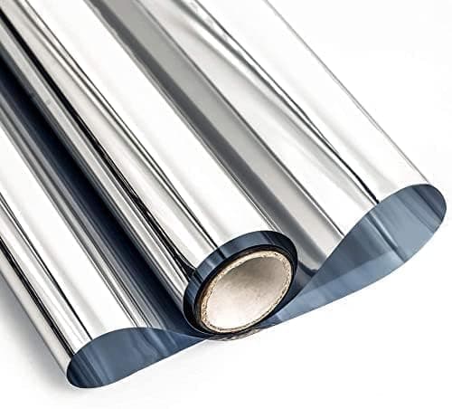 ERATO Silver Window Mirror Film Daytime Privacy Heat Control Reflective Glass Covering Anti UV Solar Static Cling House Tint (Silver Window Tint Film, 20 x 100 Inch)