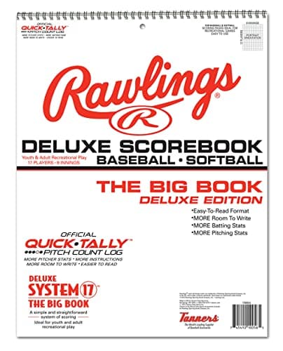Rawlings Deluxe System17 Baseball Scorebook BLK 24 Games 17SBDLX