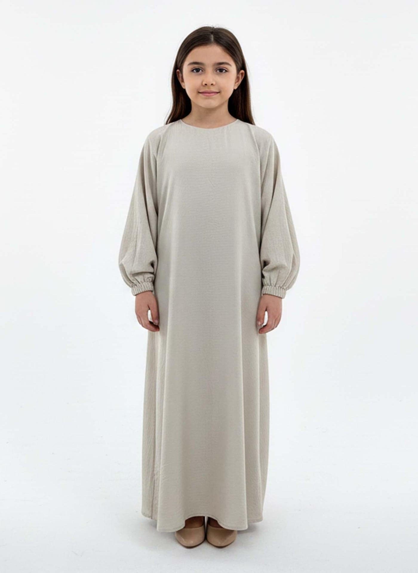 Kids Harir Maqsood Prayer Abaya I Beige