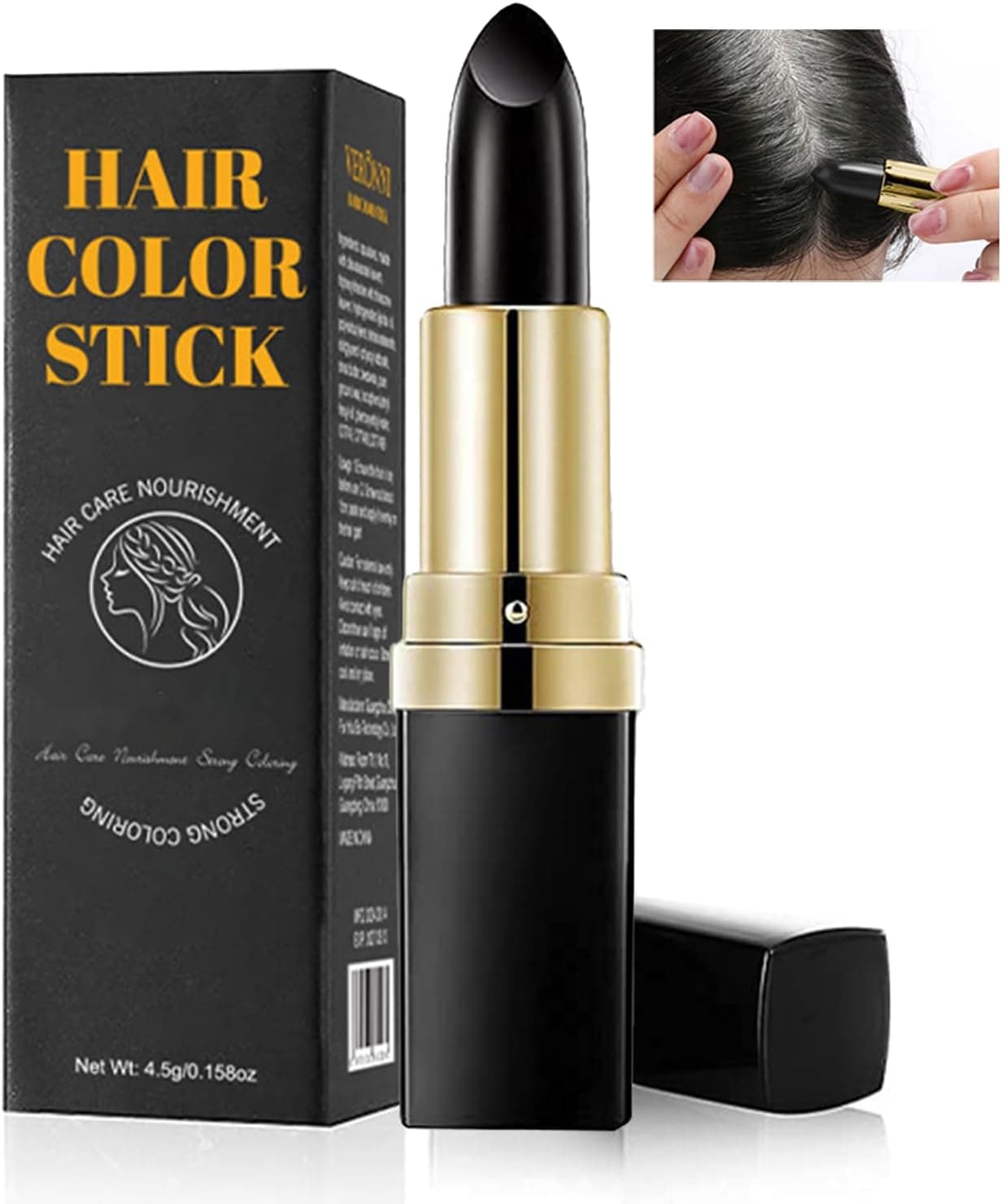 Black Root TouchUp Stick Hair Dye Pen for Hair Root Colour Cover Up Waterproof and LongLasting Touch Up for Men and Women Grey Hair Cover Up