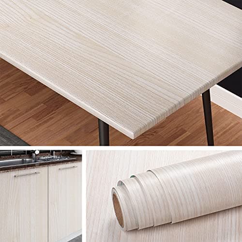 Livelynine Light Wood Grain Peel and Stick Wallpaper 158x197 Kitchen Cabinet Wallpaper Peel and Stick Waterproof Contact Paper for Countertops White Desk Covering Counter Covers Dresser Vinyl Wrap
