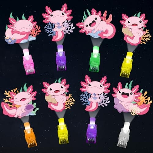 Oitnlaughter 36Pcs Axolotl Themed LED Finger Lights Axolotl Party Favors Glow in the Dark Light Up Finger Lights Cartoon Animals Themed Toys Bulk for Axolotls Party Favors Birthday Gift