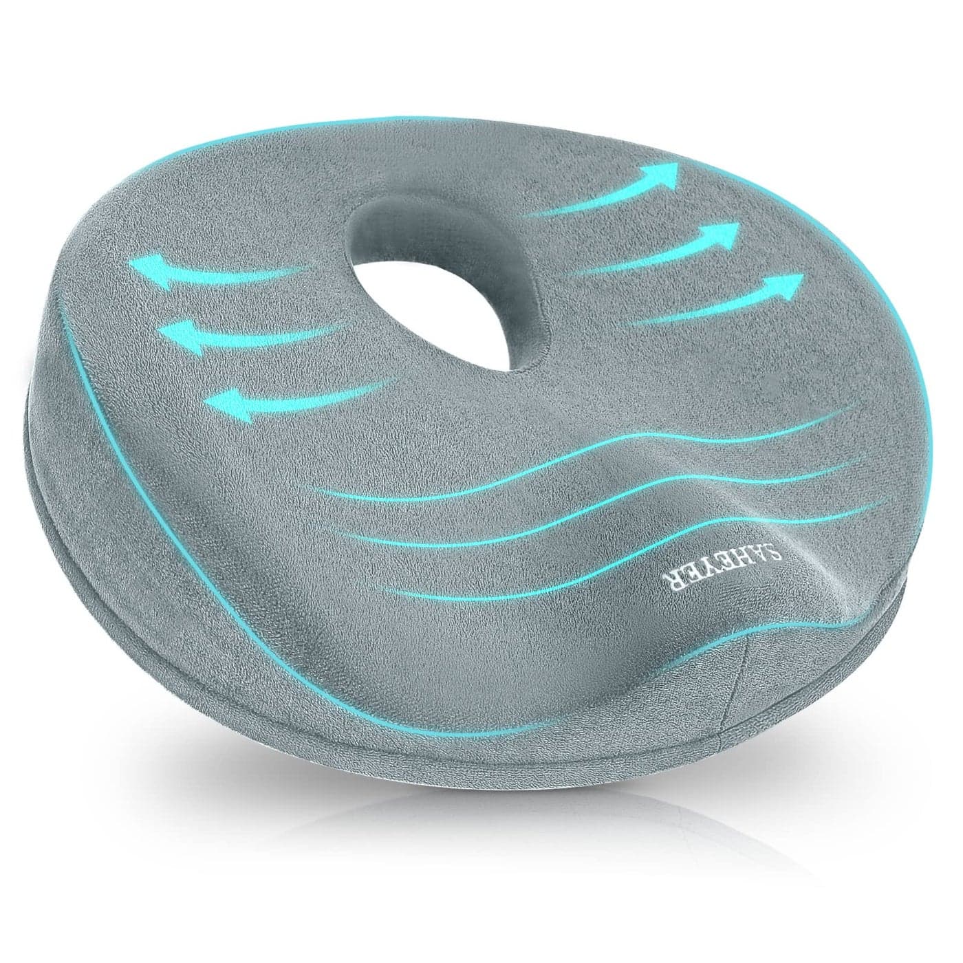 SAHEYER Donut Pillow for Tailbone Pain Relief and Hemorrhoids Memory Foam Donut Cushion for Sciatica Nerve Seat Cushion Butt Pillow for Men Women at Home Office Chair Car Long Sitting Comfort Gray