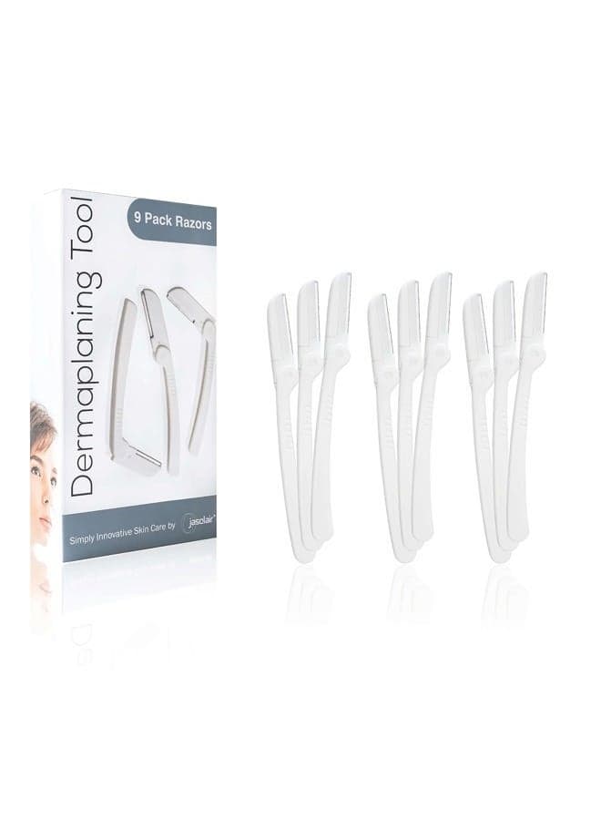 Dermaplaning Tool (9 Count) – Easy to Use Dermaplane Razor for Face – Practical Hair Remover Blade for Eyebrows and Peach Fuzz – Facial Shaver for Women That Helps Exfoliate and Smooth the Skin