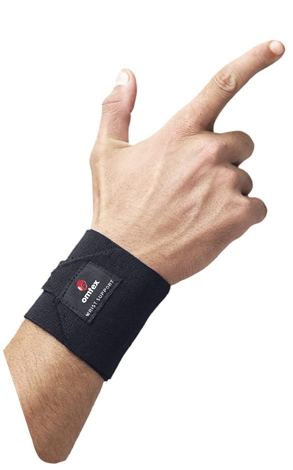 omtex Adjustable Velcro Elasticized-Fabric Wrist Support, Men's Free Size (Black)