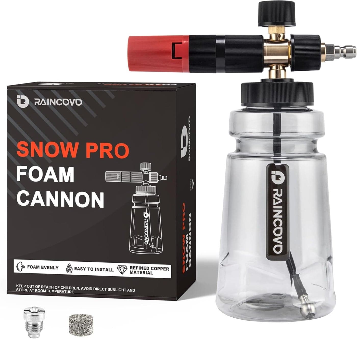 Raincovo Snow Pro Foam Cannon for Pressure Washer - Adjustable Soap Lance with 1/4 Inch Quick Connector and 1.1mm Nozzle