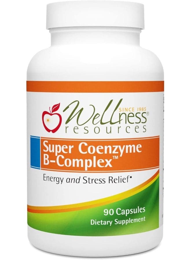 Wellness Resources Super Coenzyme B Complex - 90 Capsules - Vitamin B12, Vitamin B Complex for Hair Growth, Adrenal Support & Stress Relief - Methylated B12, Folate, Biotin, Riboflavin, Thiamine