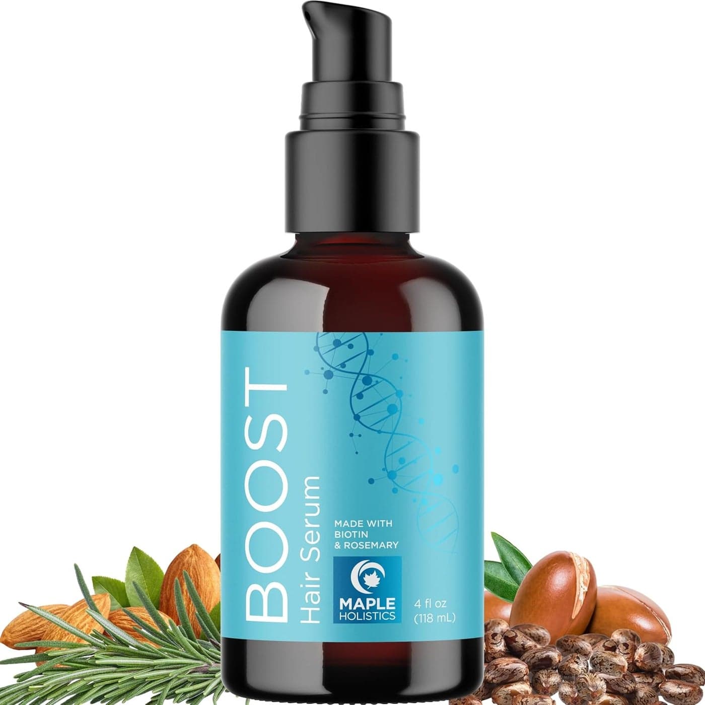 Biotin Hair Growth Serum Rosemary Hair Thickening Serum with Peppermint Caffeine and Black Castor Oil for Hair Growth Volumizing Hair Serum for Hair Growth for Men Women Vegan Cruelty Free