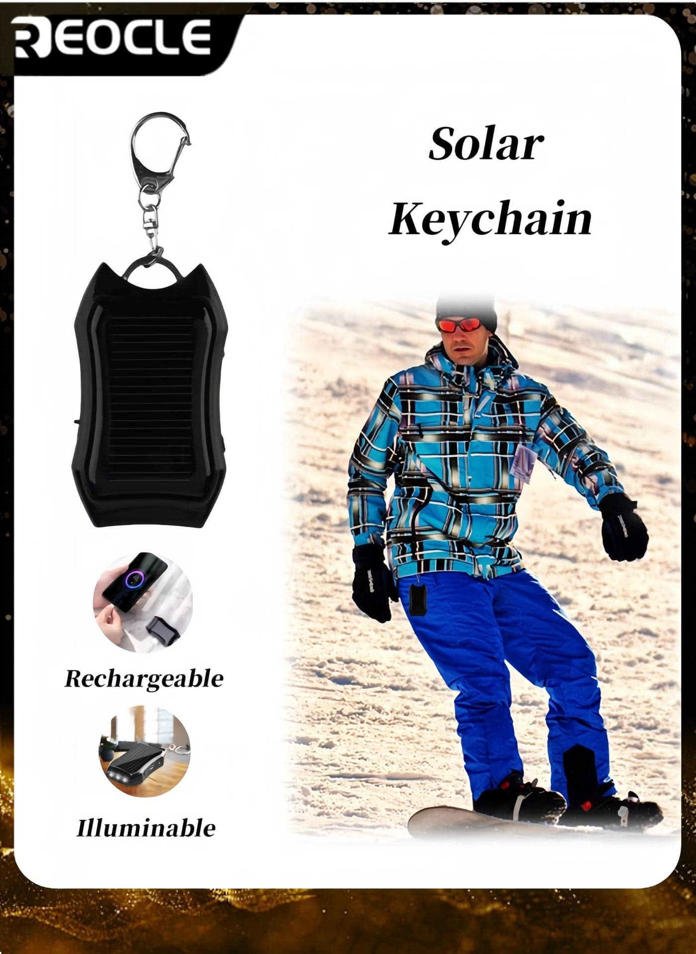 Solar Keychain LED Flashlight Portable Small Pocket Light 1200mAh Mini Backup Power Bank USB Emergency Charging for Outdoor Activities