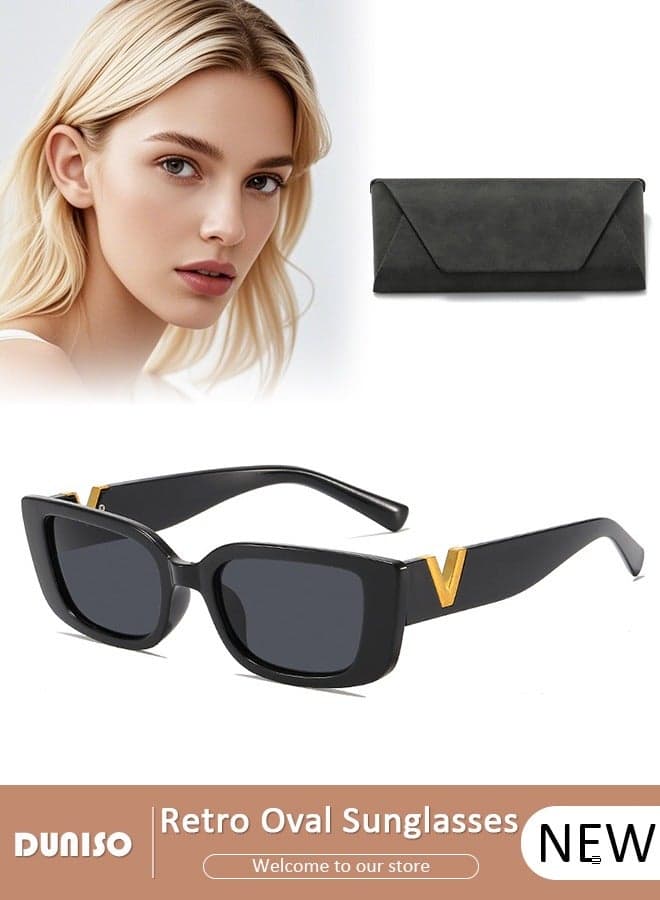 Retro Rectangle Sunglasses for Women, Classic Driving Ladies Sun Glasses, Fashion Lightweight Square frame,Shades for female Outdoor 100% UV400 Protection,Perfect for Driving and Daily Use