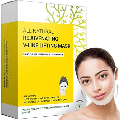 Doppeltree Double Chin Reducer & Remover - V Line Lifting Mask - Face Slimmer - Lifts, Tightens Jawline and Chin - Formulated in San Francisco (5 Masks)