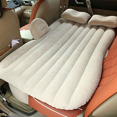 Pivalo A5 PVC Inflatable Car Air Bed Mattress with Pump, 2 Air Pillows & Repair Kit Universal Fit Quick Inflatable Back Seat Baby Sleeping Bed for Kids Travel Trip Picnic & Outdoor Camping (Beige)