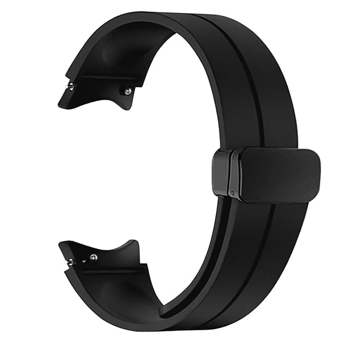 EDNITA 20MM SmartWatch Straps Adjustable Soft Silicone Strap With Folding Magnetic Lock Compatible With Samsung Galaxy Watch 4/5/6/Pro (Black, Pack Of 1)