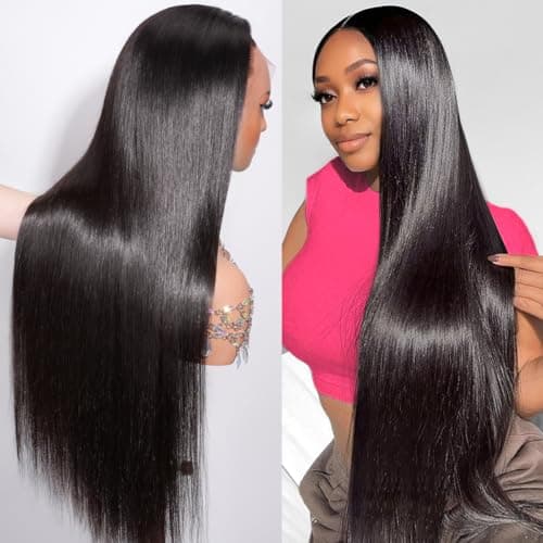 Hermosa 13x6 HD Lace Front Wigs Human Hair 180 Density Brazilian Straight Wigs Human Hair For Women Pre Plucked Pre Bleached Natural Hairline 22 inch