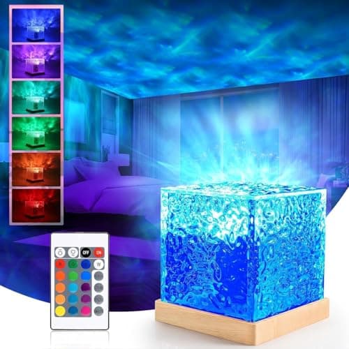 One94Store Romantic Ocean Wave Night Light Projector Lamp – 3D Water Wave LED Projection Lamp with Remote Control for Bedroom, Romantic Decor, Valentine Day Gift, Love Gift for Her, Couple Gift