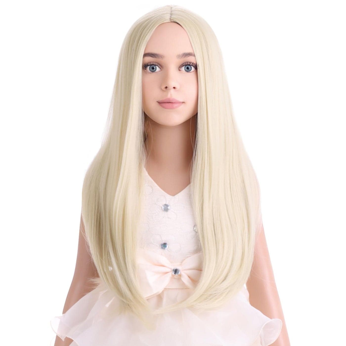 PATTNIUM Kids Blonde Wig Long Straight Wig Girls Wig Blonde Child Wig Heat Resistant Synthetic Wig with Wig Cap Blonde