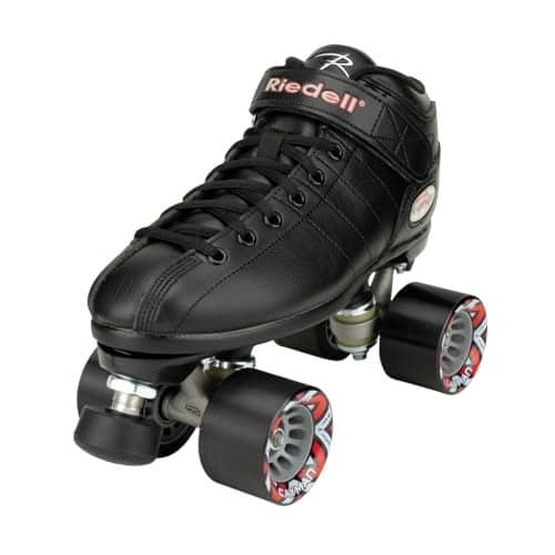 Riedell R3 Roller Skates - Ultra-Durable Indoor Quad Skates for Men and Women with Precision-Fit Skate Shoes, Sonar Cayman Wheels, and Nylon Plate - Black, Size 7