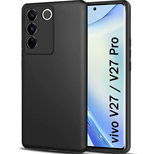 TheGiftKart Sleek Back Cover Case For Vivo V27/V27 Pro 5G|Slim Fit Protective Design|Ultra Matte Finish|Camera Protection Bump|Soft Silicon Back Cover Case For Vivo V27/V27 Pro 5G (Tpu|Black)