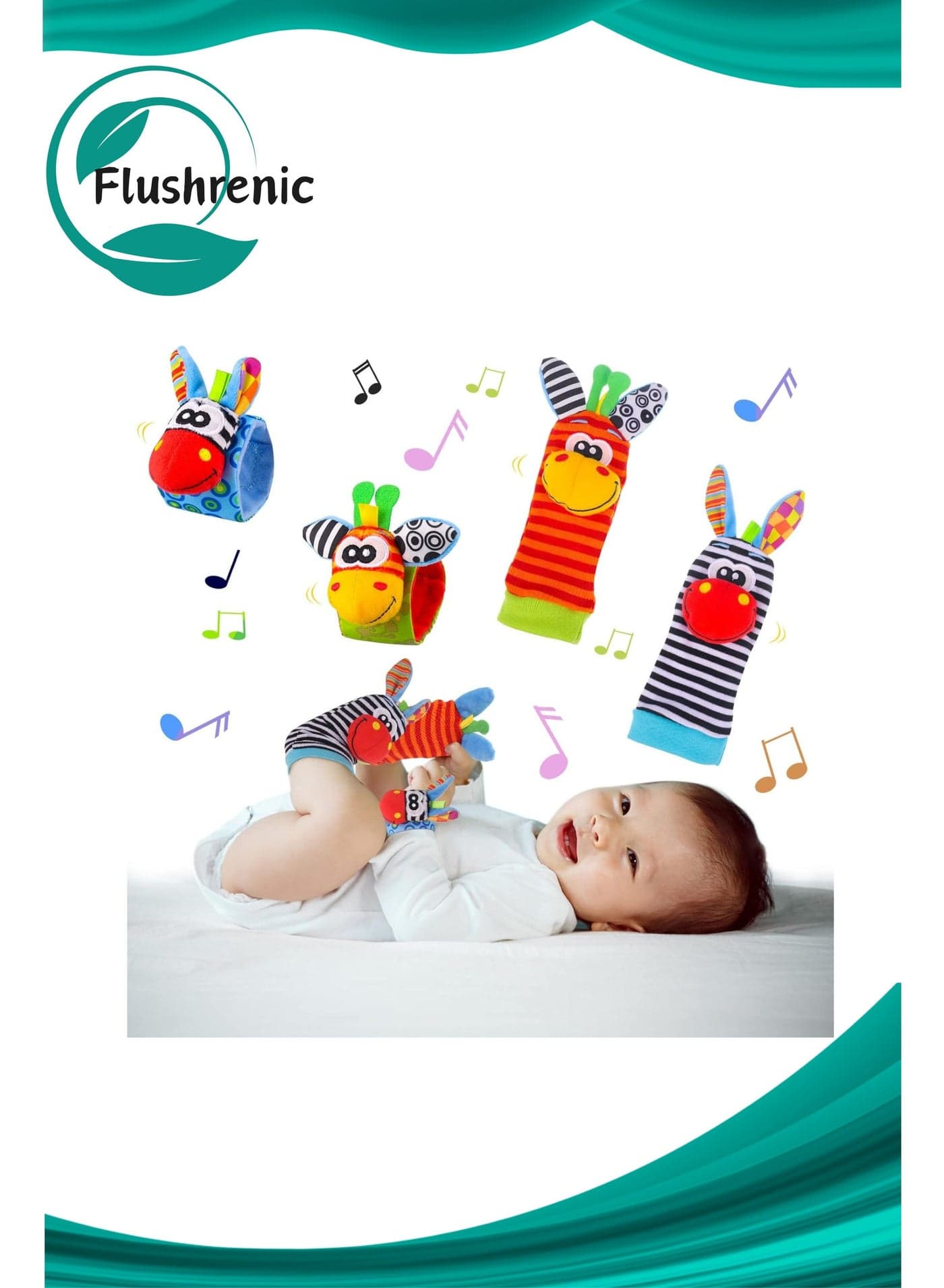 4 Pcs Baby Wrist Rattles Socks Toys,Newborn Wristband Rattles,Foot Finder Baby Toy with Sensory Stimulation,Soft Animal Bell Strap Development,Gift for 0-9 Month Infant Toddlers Boy Girl