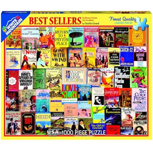 White Mountain Puzzles "Best Sellers", Vintage Book Covers Collage, 1000 Piece Jigsaw Puzzle