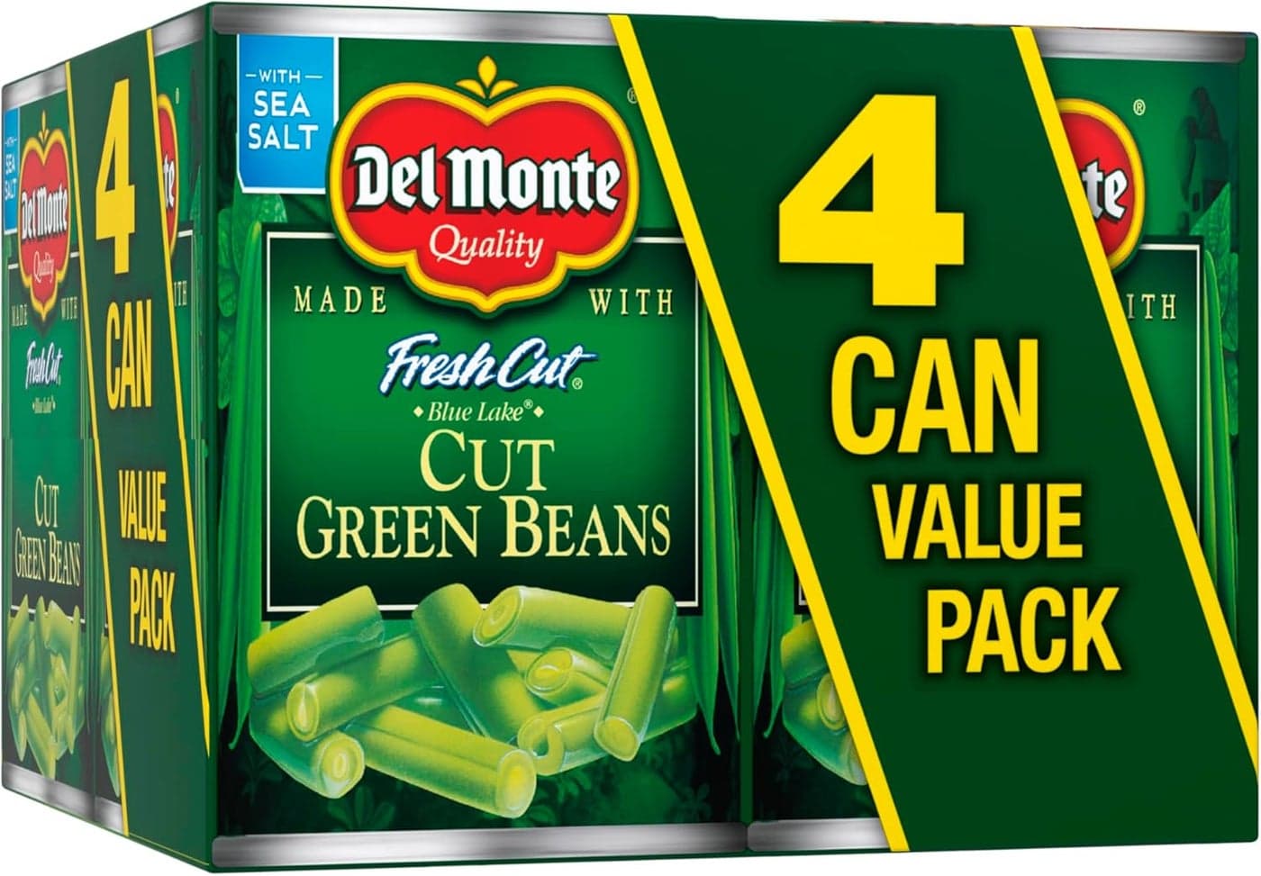 Del Monte Fresh Cut Blue Lake Cut Green Beans, Canned Vegetables, 4 Pack of 14.5 oz Cans