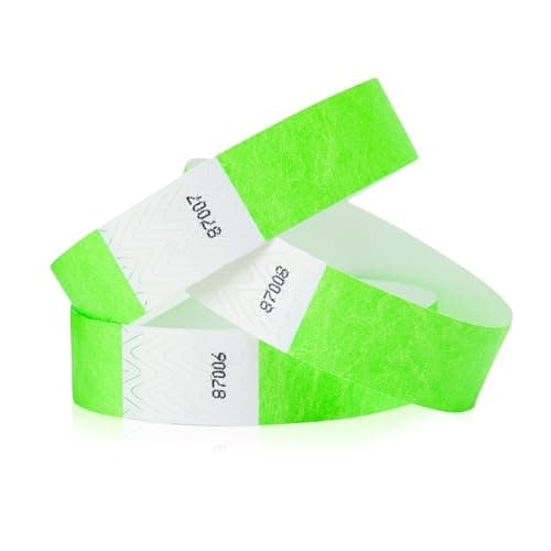 10,000 WristCo Neon Green Tyvek Wristbands for Events - Tamper-Proof Design & Fluorescent Color Prevent Reuse Premium-Grade Bracelets for Hospital & Medical ID, Party & VIP Identification