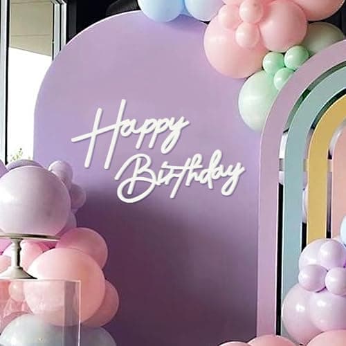 MASTRON Happy Birthday Sign for Backdrop Felt Happy Birthday Sign for Balloon Arch Birthday Party Balloon Arch Backdrop Decorations for Birthday Party Baby Shower White