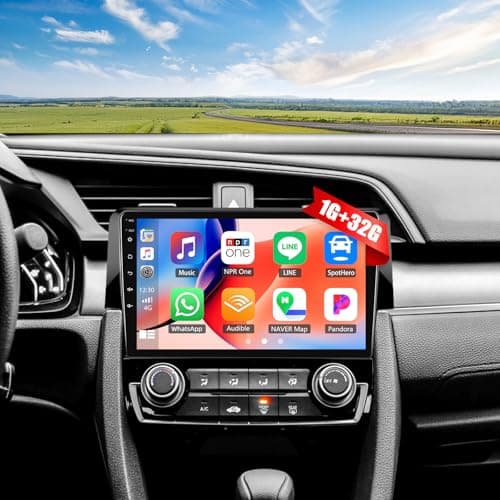 Android 13 Car Stereo Radio for Honda Civic 2016 2017 2018 2019 2020 with Wireless CarPlay Android Auto 1G+32G 9 Inch Touchscreen Bluetooth GPS Navigation WiFi HiFi FM Backup Camera MIC