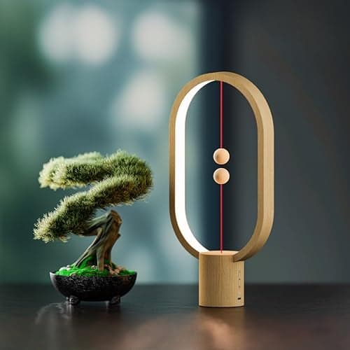 Xhope4u Table Lamp for Bedroom - Balance Lamp,Bedside Lamp with Touch Dimmer,Christmas Gifts,Nightstand Lamp,3 Level Brightness Rechargered Night Light for Home,Office,College Dorm (Wood Color)