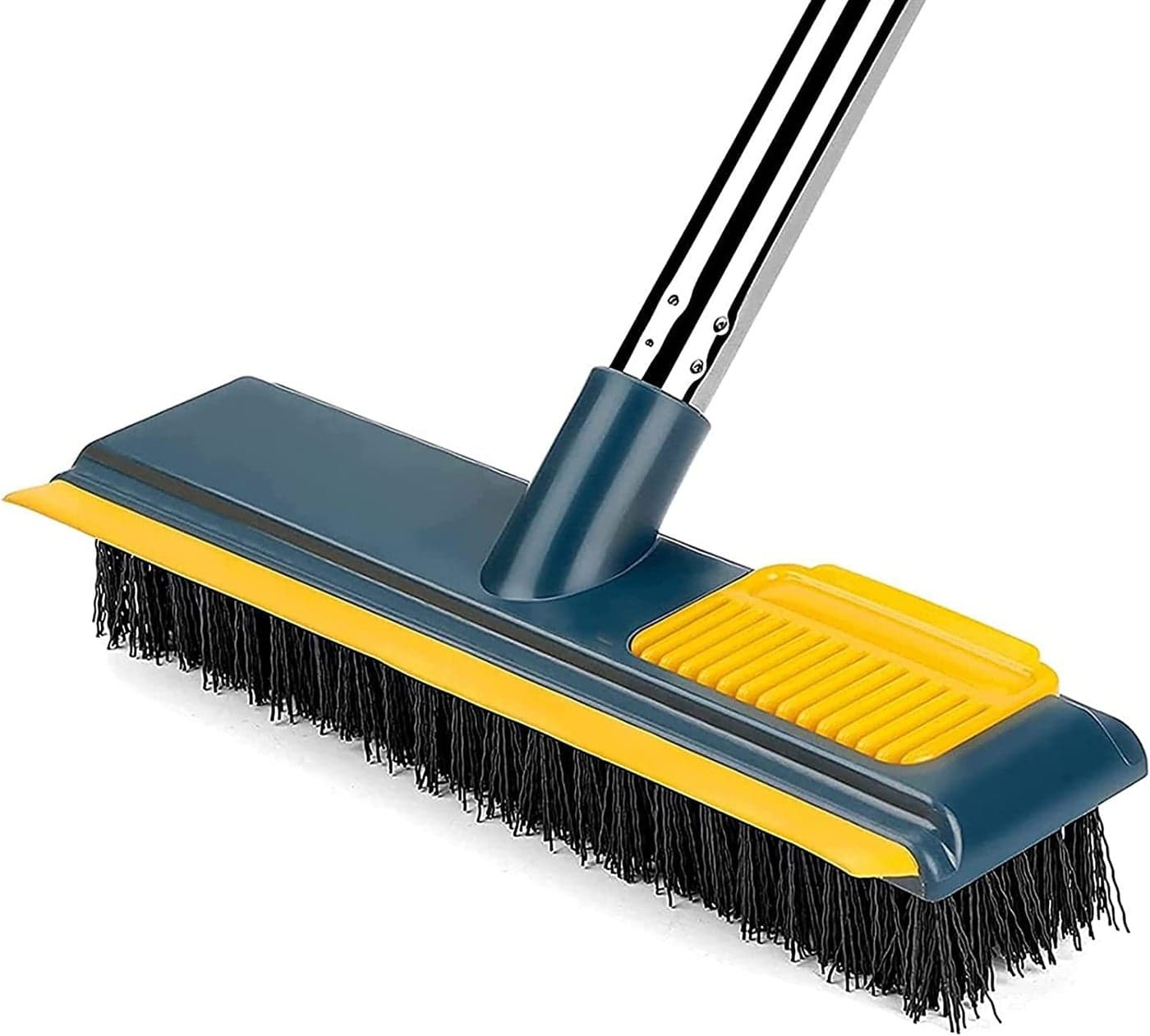 Deoxys Floor Scrub Brush with Long Handle Brush with Comb Teetch and Squeegee 2in1 Floor Scrubber for Tile Garages Swimming Pool Patio and Kitchen