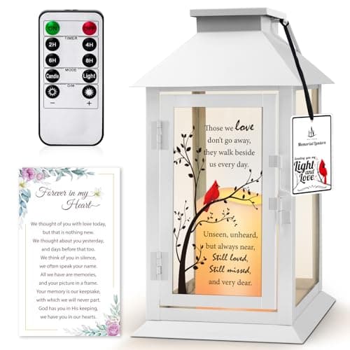 HN HAIINAA Memorial Lantern Bereavement Gifts in Memory of Loved One - Remembrance Sympathy Gifts for Loss of Mother or Father with LED Candle and Remote