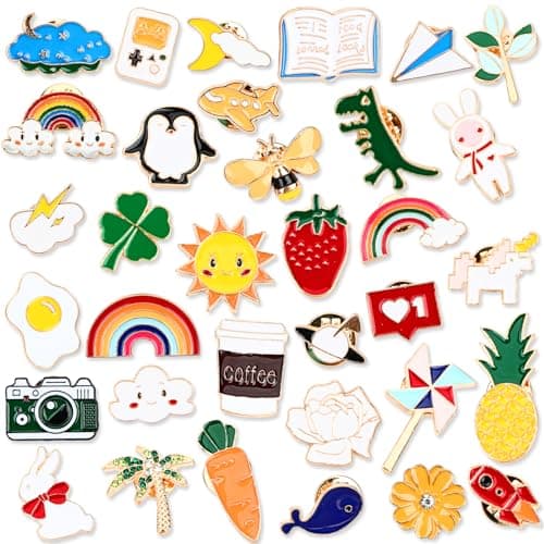 DTOFOOT 36PCS Cute Enamel Pins Bulk Mixed Cartoon Lapel Pins Set Assorted Funny Animal Plant Brooch Button Jewelry for Backpack Bags Hat Jacket Gifts
