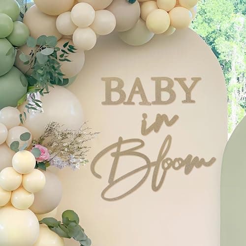MASTRON Baby in Bloom Sign 16x24 Felt Letter Baby Shower Sign Baby in Bloom Party Decor Backdrop for Boy or Girl Baby Shower Gender Reveal 1st Birthday Gillter Gold