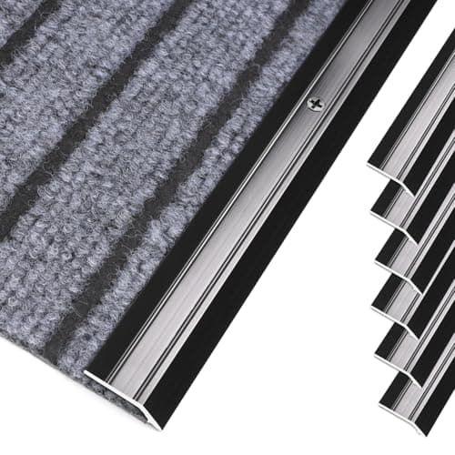 Jiekayi 6Pack Metal Carpet Floor Transition Strips 36in Carpet to Tile Floor Edging Trim Strip Aluminum Threshold Strip Suitable for Threshold Height Less Than 5mm Black