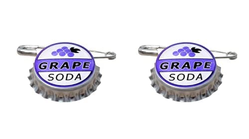 COLIBROX Set of 2 Replica ELLIE BADGE GRAPE SODA BOTTLECAP PIN UP Sticker Gift Bags Broach Costume Jewelry Badge Pin