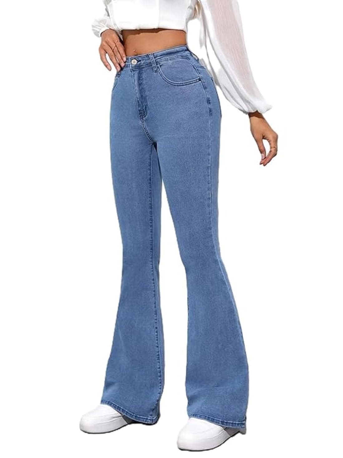 ADBUCKS Women's Wide Leg Fit High Rise Jeans II Bootcut Jeans II (in, Numeric, 32, Stone)
