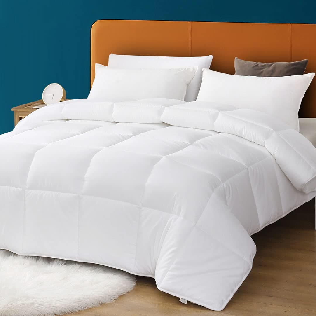 OakenCat 100 Cotton Cover Down Alternative Comforter Queen All Season UltraSoft SkinFriendly Cloud Breathable Microfiber Comforter Duvet Insert 88x88 White