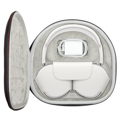 Ginsco All-in-one Hard Travel Case for Apple AirPods Max Wireless Over-Ear Headphones, Compatible with Original Apple Smart Case Charge Cables,Slim Organizer Hard Shell Bag with Sleep Mode (Black)