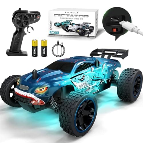 Tecnock RC Cars for Kids 118 Scale 2WD RC Car with USBC Easy Charging 24GHz Remote Control Car with LED Lights 50 Mins Playtime Toys Gifts for Boys Girls Ages 812